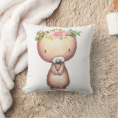 Coussin floral de fille d'ours de région boisée de (Couverture)