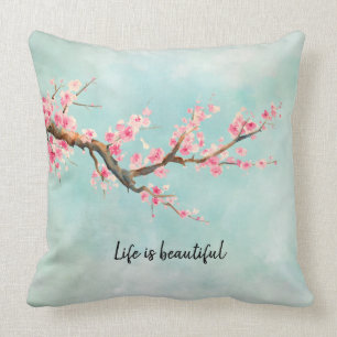Coussin Floral de fleurs de cerisiers roses d'Aqua