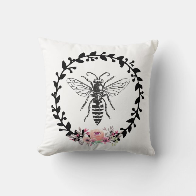 Coussin floral de Français d'aquarelle blanche (Recto)