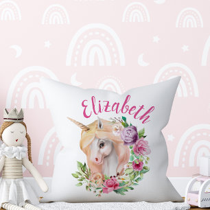 Coussin floral de licorne magique