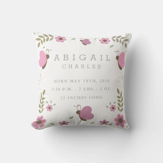 Coussin floral de pépinière de stat de bébé de (Recto)