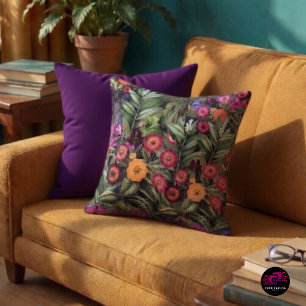 Coussin Floral de prairie rose
