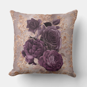 Coussin floral de prune de bronze