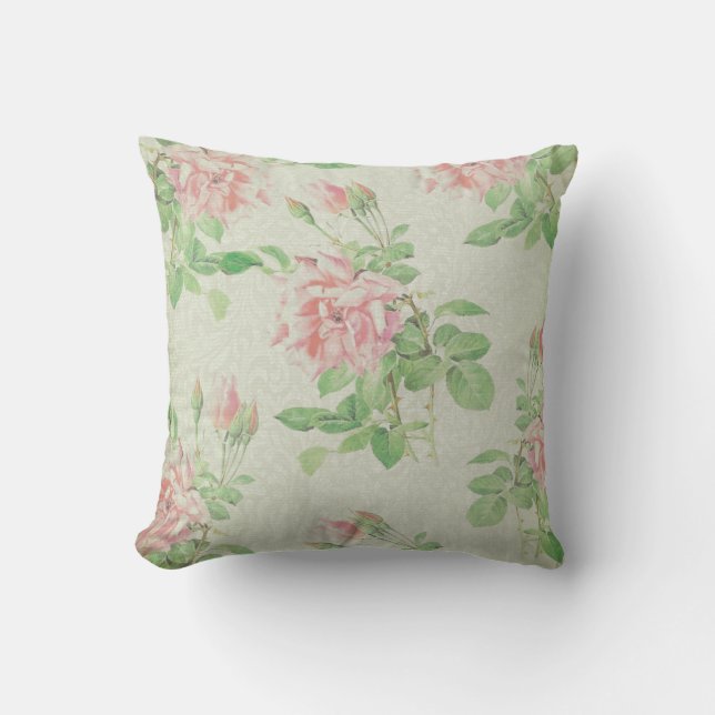 Coussin floral de rose et de vert (Recto)