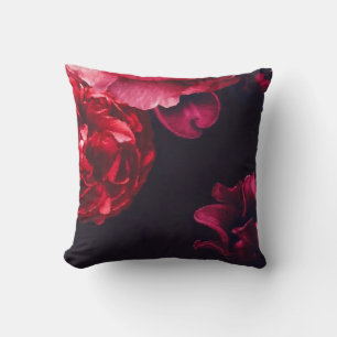 Coussin Floral de rose rouge de Bourgogne