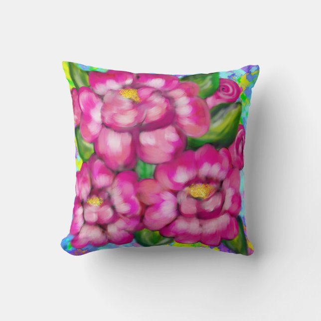 COUSSIN FLORAL DÉCORATIF, ROSES ROSES (Recto)