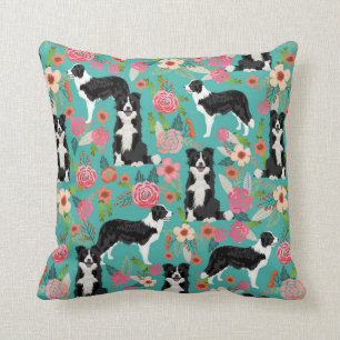 Coussin Floral Dog de Collie-Frontière