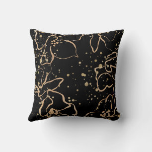 Coussin Floral d'or noir