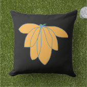 Coussin Floral doré sur noir (Herbe)