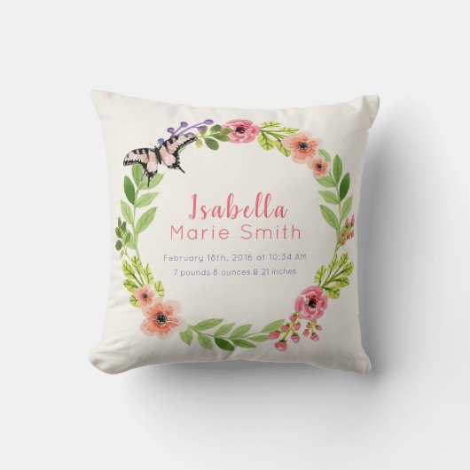 Coussin floral élégant de crèche de fille de stat (Recto)