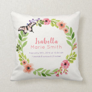 Coussin floral élégant de crèche de fille de stat