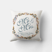 Coussin floral élégant personnalisé de mariage (Verso)