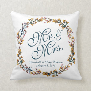 Coussin floral élégant personnalisé de mariage