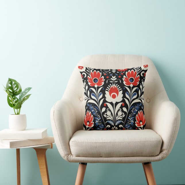 Coussin Floral Folk Motif (Chaise)
