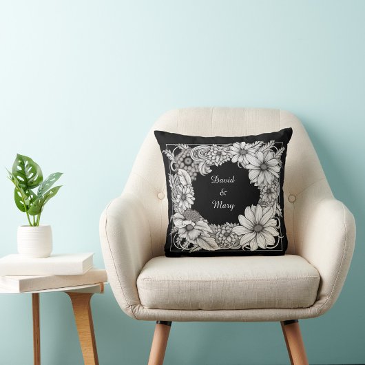 Coussin Floral Frame Throw Pillow