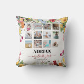Coussin Floral Garden Baby First Year Photo Collage (Recto)