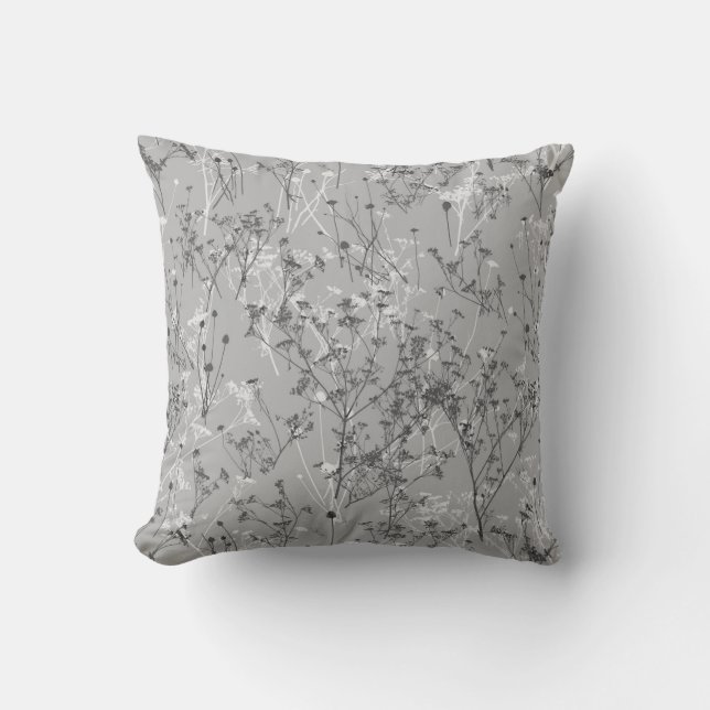 Coussin Floral gris Abstrait moderne (Recto)