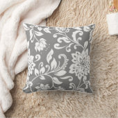 Coussin Floral gris classique et blanc (Couverture)