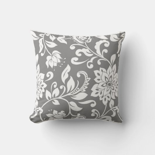 Coussin Floral gris classique et blanc (Recto)