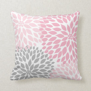 coussin floral gris rose Dahlia
