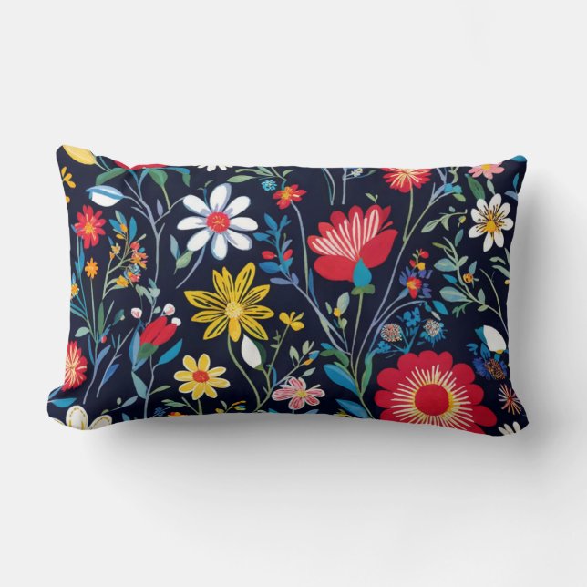 Coussin floral indien dynamique (Recto)