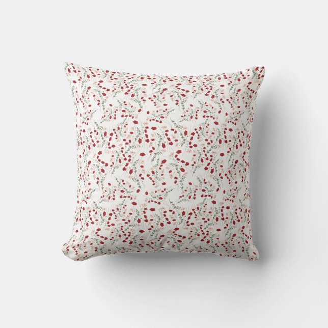 Coussin Floral Italian elegance in red wildflowers (Recto)