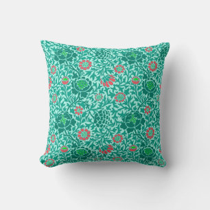 Coussin Floral jacobéen, Turquoise, Aqua et Coral