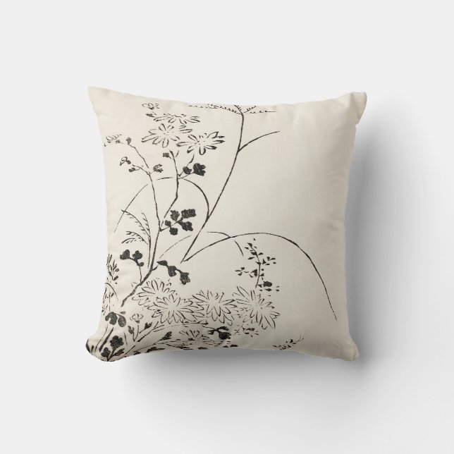 Coussin Floral Japonais esquissé (Recto)