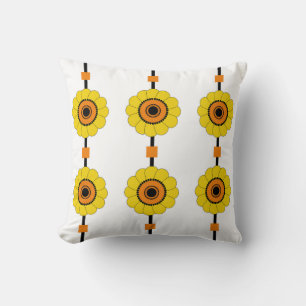 Coussin Floral jaune et orange