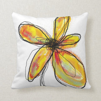 Coussin floral jaune-orange