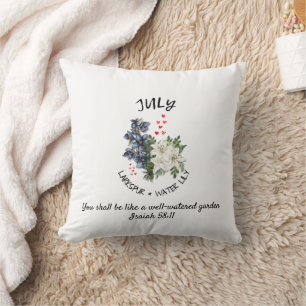 Coussin Floral JUILLET Mois de naissance Fleur Custom Chri