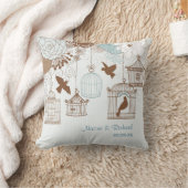 Coussin Floral moderne bleu Birdcage (Couverture)