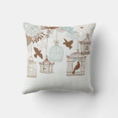 Coussin Floral moderne bleu Birdcage (Verso)