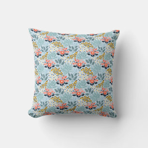 Coussin Floral moderne sur bleu