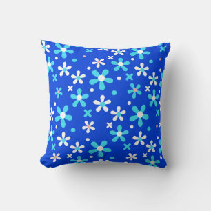 Coussin Floral moderne Turquoise bleu