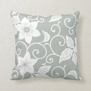 Coussin floral - motif de gris argenté