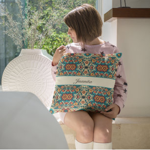 Coussin Floral Motif mexicain, personnalisable