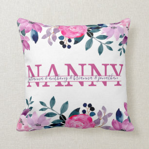 Coussin Floral Nanny scinde Monogramme avec des noms de pe