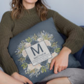 Coussin Floral Navy Blue Birth Stats Nouveau-né bébé