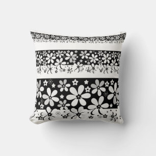 Coussin Floral noir et blanc