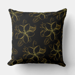 Coussin Floral noir et or moderne