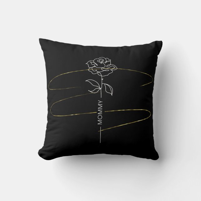 Coussin Floral Noir & Or - Décor élégant (Recto)