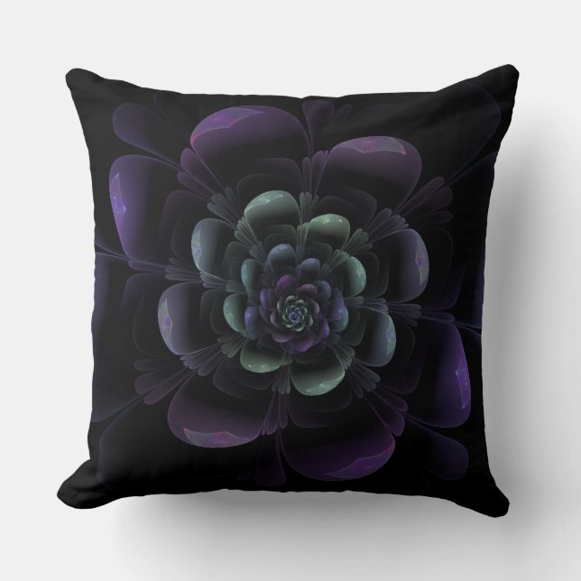 Coussin Floral noir pourpre brillant (Recto)