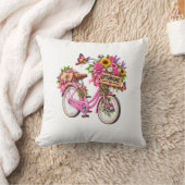 Coussin Floral « Optimisme » – Vélo Rose Fleuri et (Couverture)