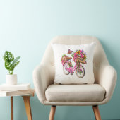 Coussin Floral « Optimisme » – Vélo Rose Fleuri et (Chaise)