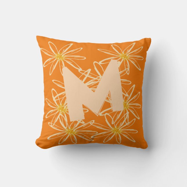 Coussin floral orange clair (Recto)