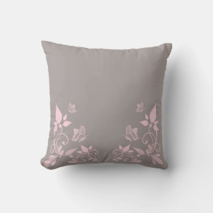 Coussin floral papillon rose