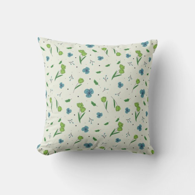Coussin Floral Pattern Fleuron 16" x 16" (Recto)
