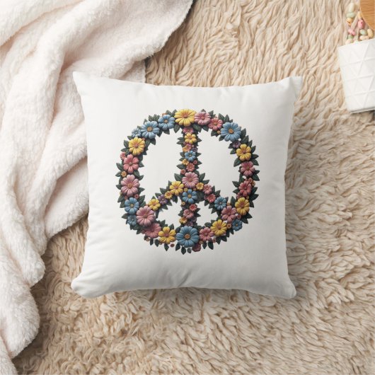 Coussin Floral Peace Sign Pillow (Couverture)