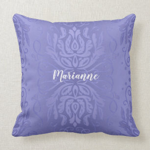 Coussin floral personnalisé de damassé de lavande